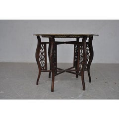 Old Asian Tea Table Openwork Copper Tray