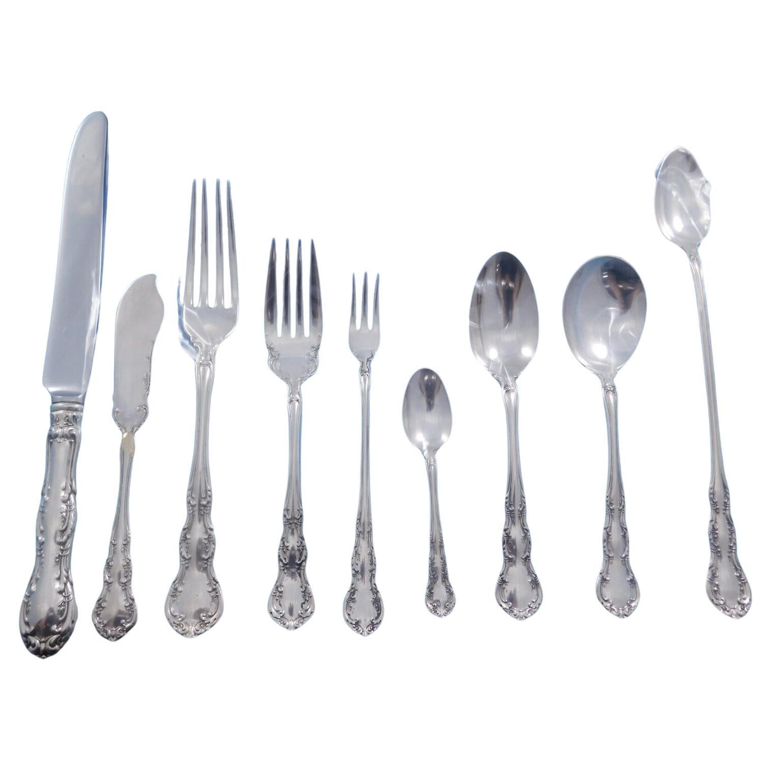 Old Atlanta by Wallace Sterling Silver Flatware Set for 12 Service 113 pieces  For Sale