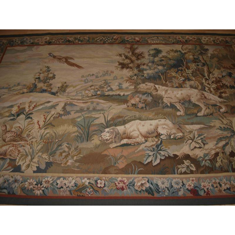 Old Aubusson With English Traditional Hunting Scene In Good Condition For Sale In Moreton-In-Marsh, GB