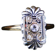 Old Austrian Ring Diamonds 14K Yellow White Gold Ø7.75US/ 2.5gr