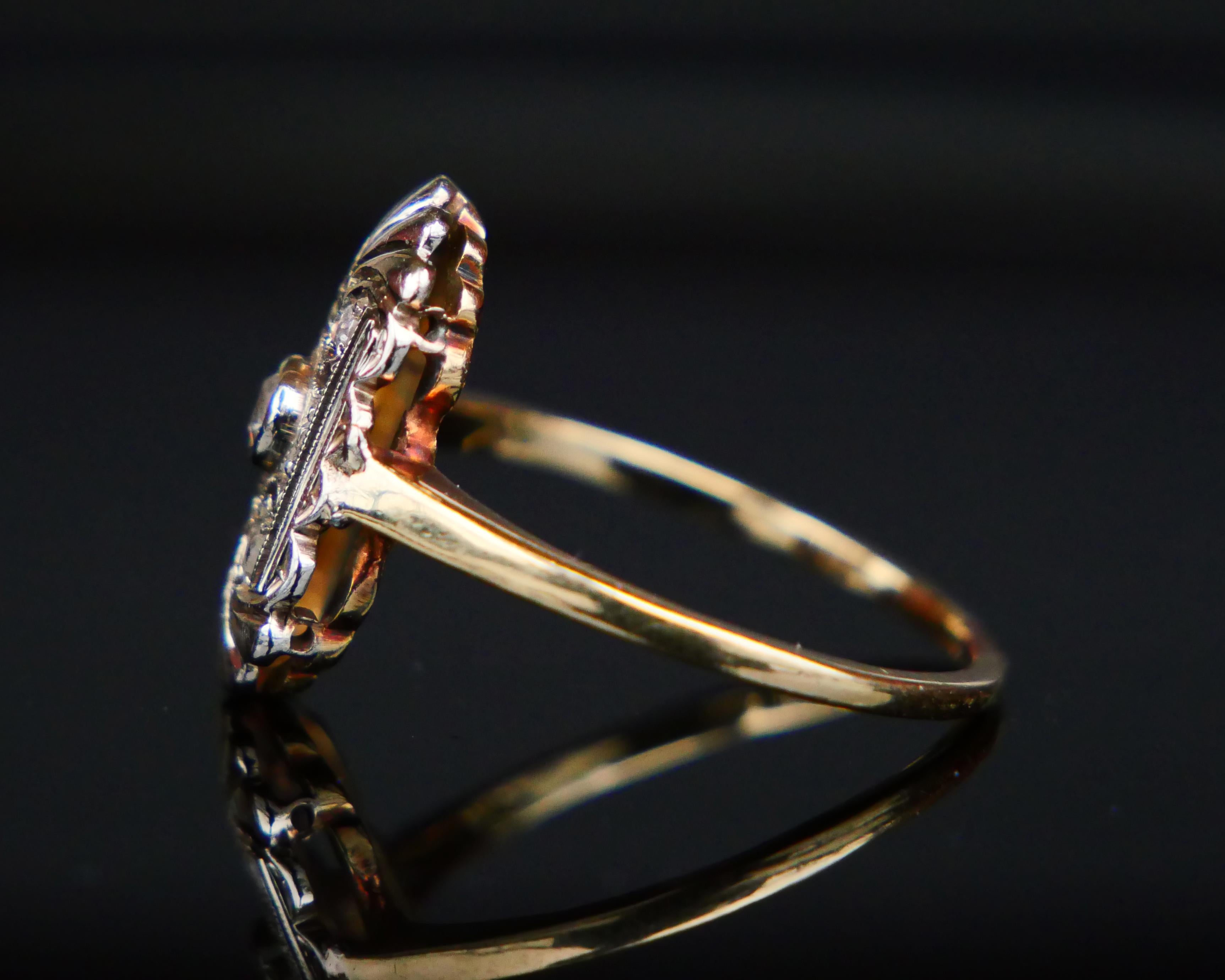 Altösterreichischer Ring Diamanten 14K Gelb Weißgold Ø7.75US/ 2.5gr Damen im Angebot