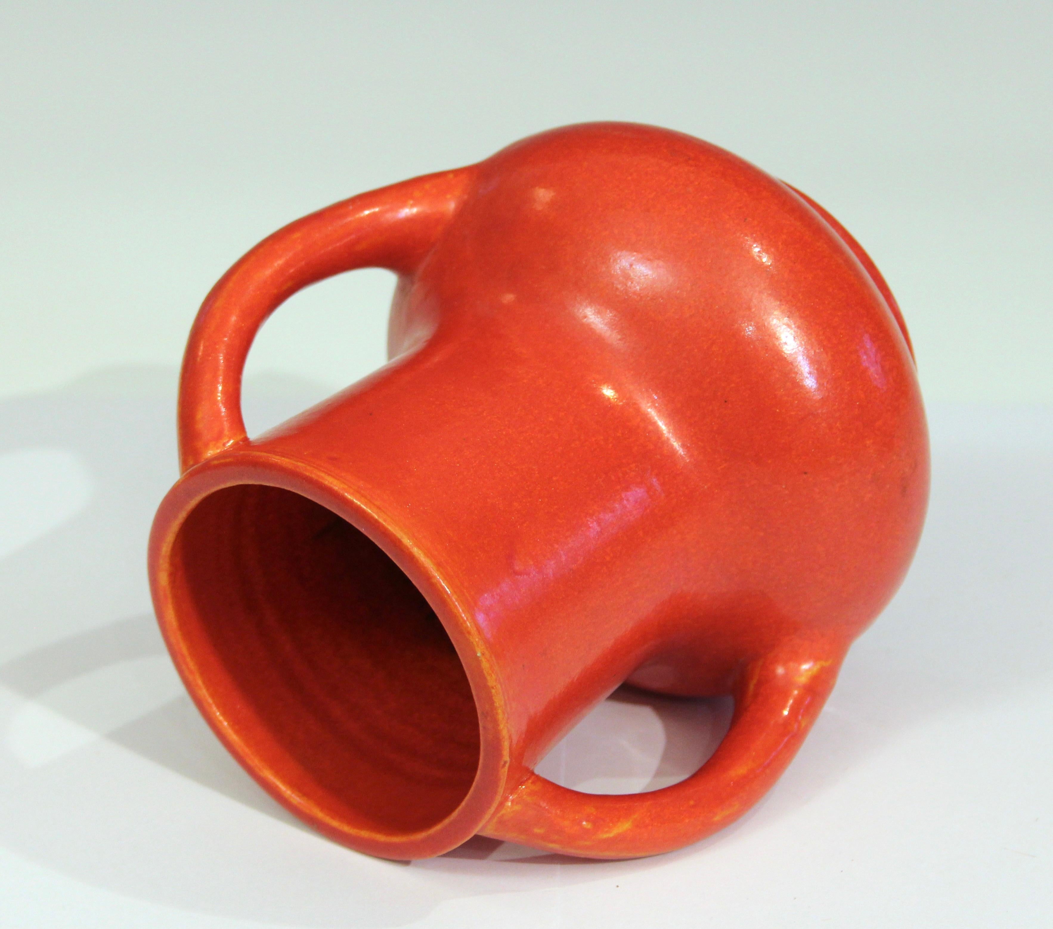 Japanese Old Awaji Pottery Art Deco Chrome Crystalline Red Glaze Vase For Sale