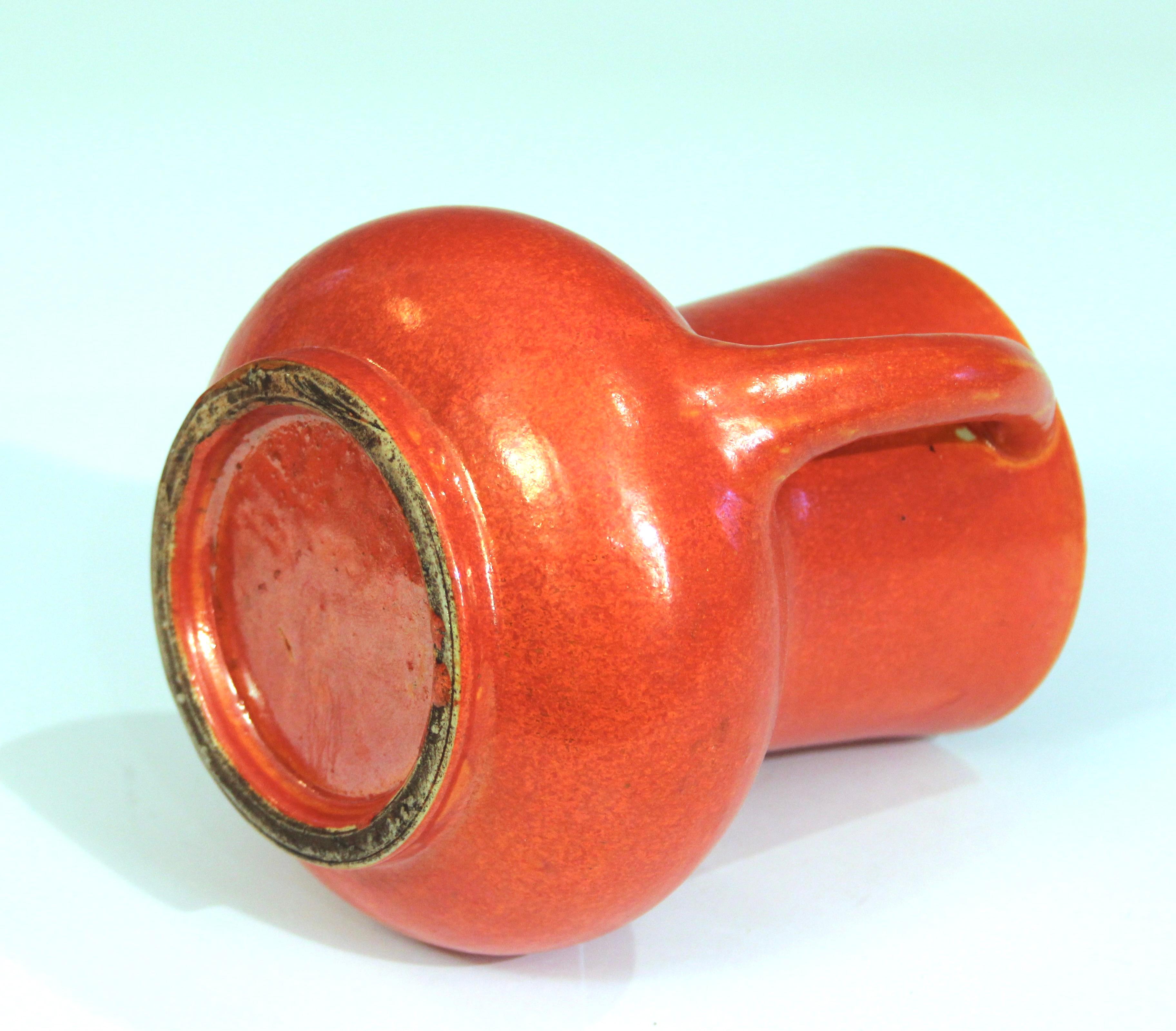 Turned Old Awaji Pottery Art Deco Chrome Crystalline Red Glaze Vase For Sale