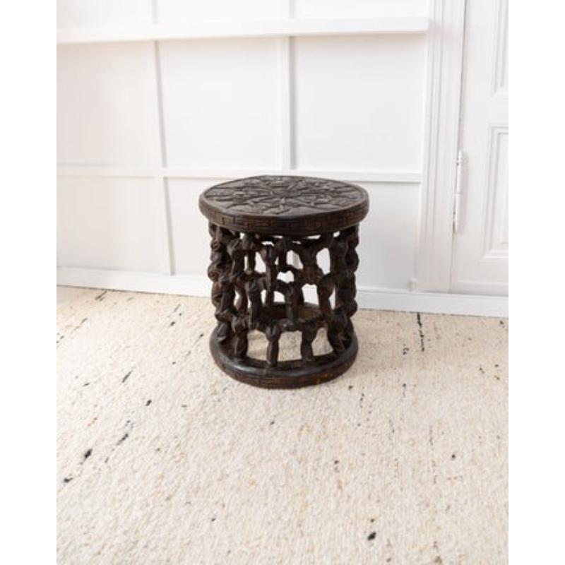 Wood Old Bamileke Stool Side Table From Cameroon African Art, 1950s For Sale