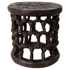 Old Bamileke Stool Side Table From Cameroon African Art, 1950s