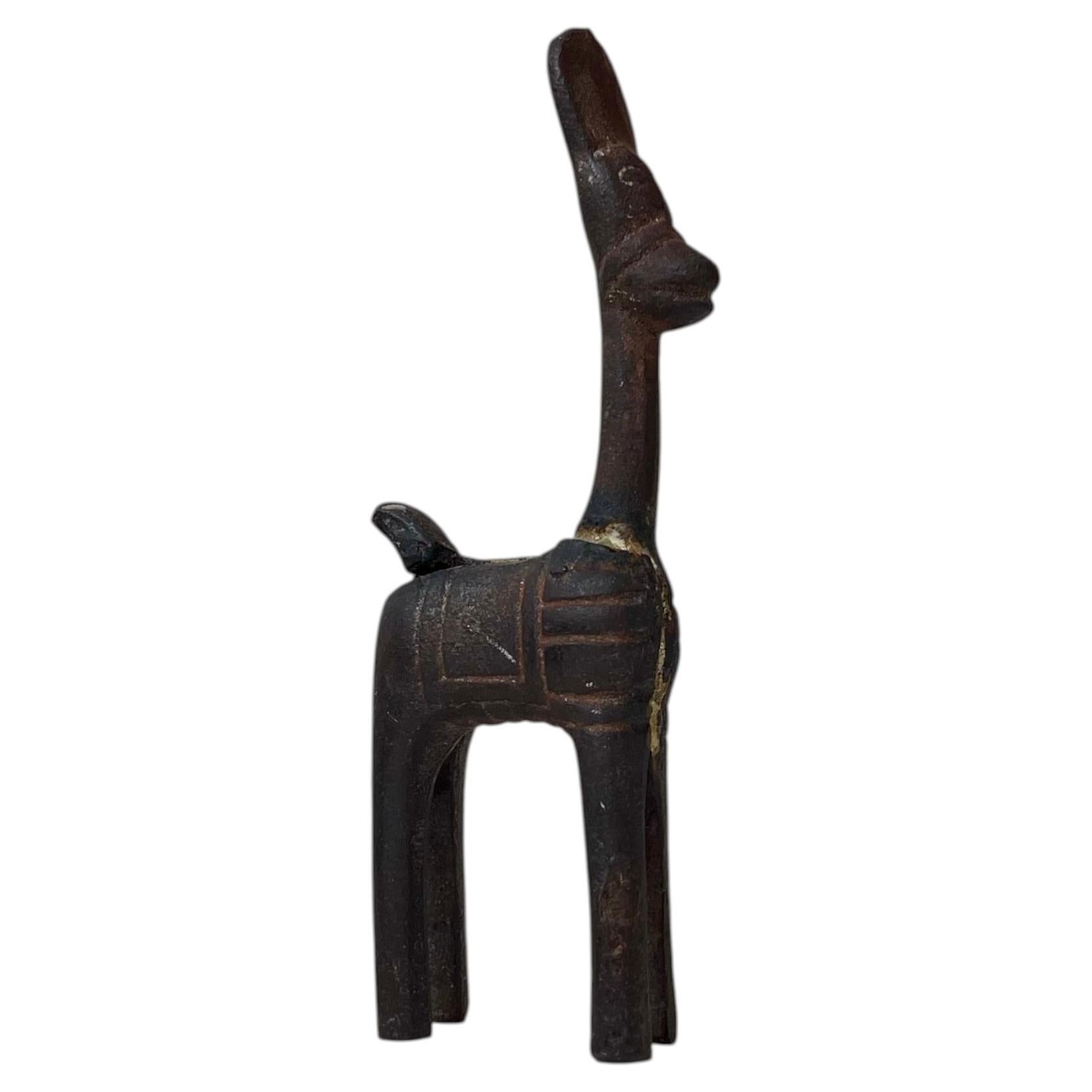 Old Bankura Naive Horse Figurine in Cast Iron, mid 20th century For Sale
