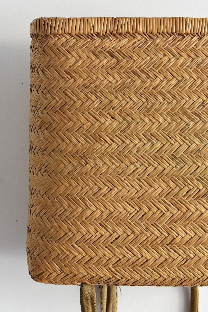 Hand-Woven Old Basket Woven from Japanese Bamboo / Farm Tools / Folk Art / Flower Basket For Sale