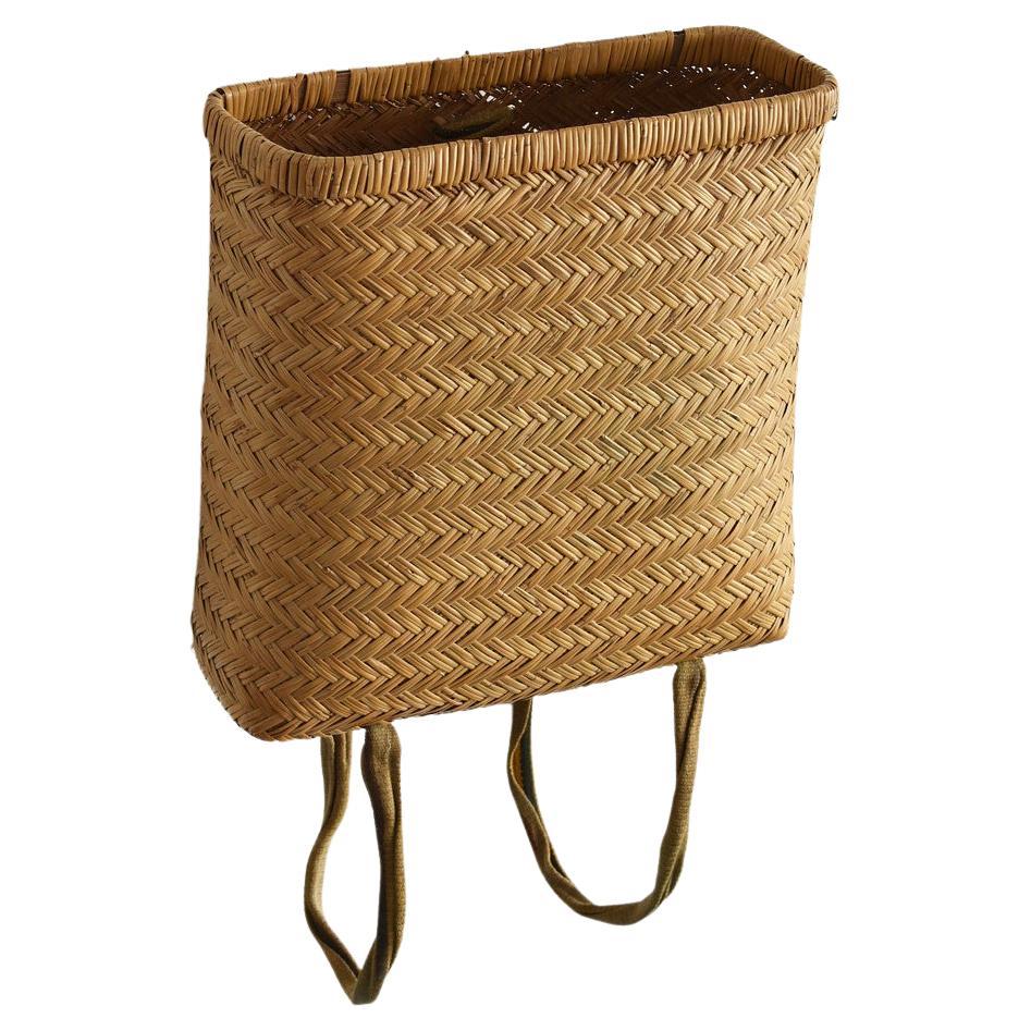 Old Basket Woven from Japanese Bamboo / Farm Tools / Folk Art / Flower Basket For Sale