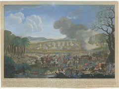 Stampa antica della battaglia di Rossbach nella Sassonia prussiana, 1790 ca.