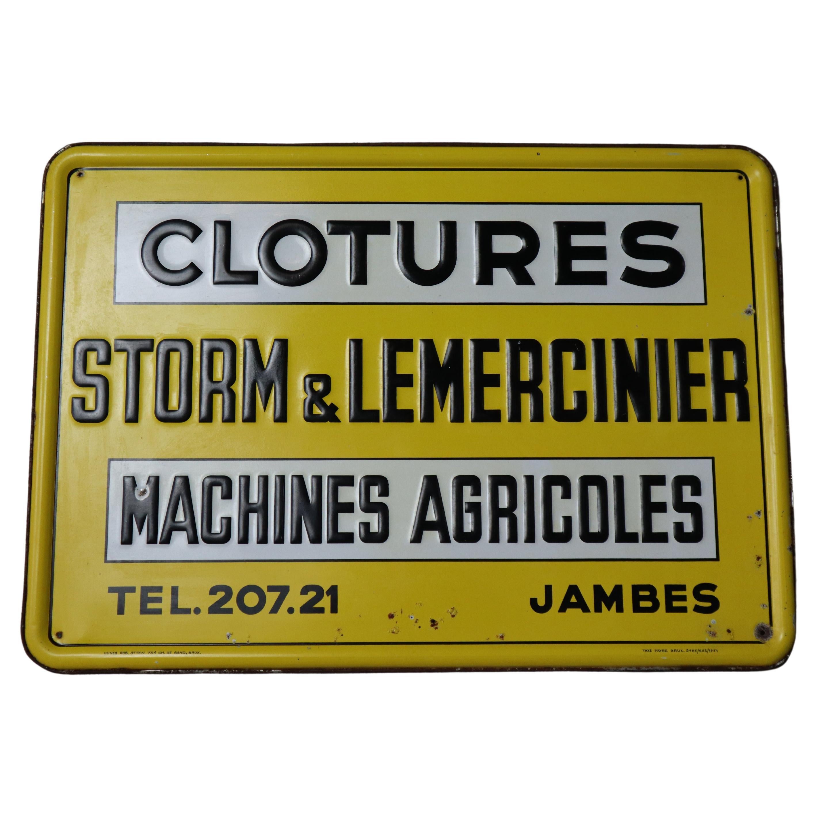 Old Belgian tin advertising sign, 1951