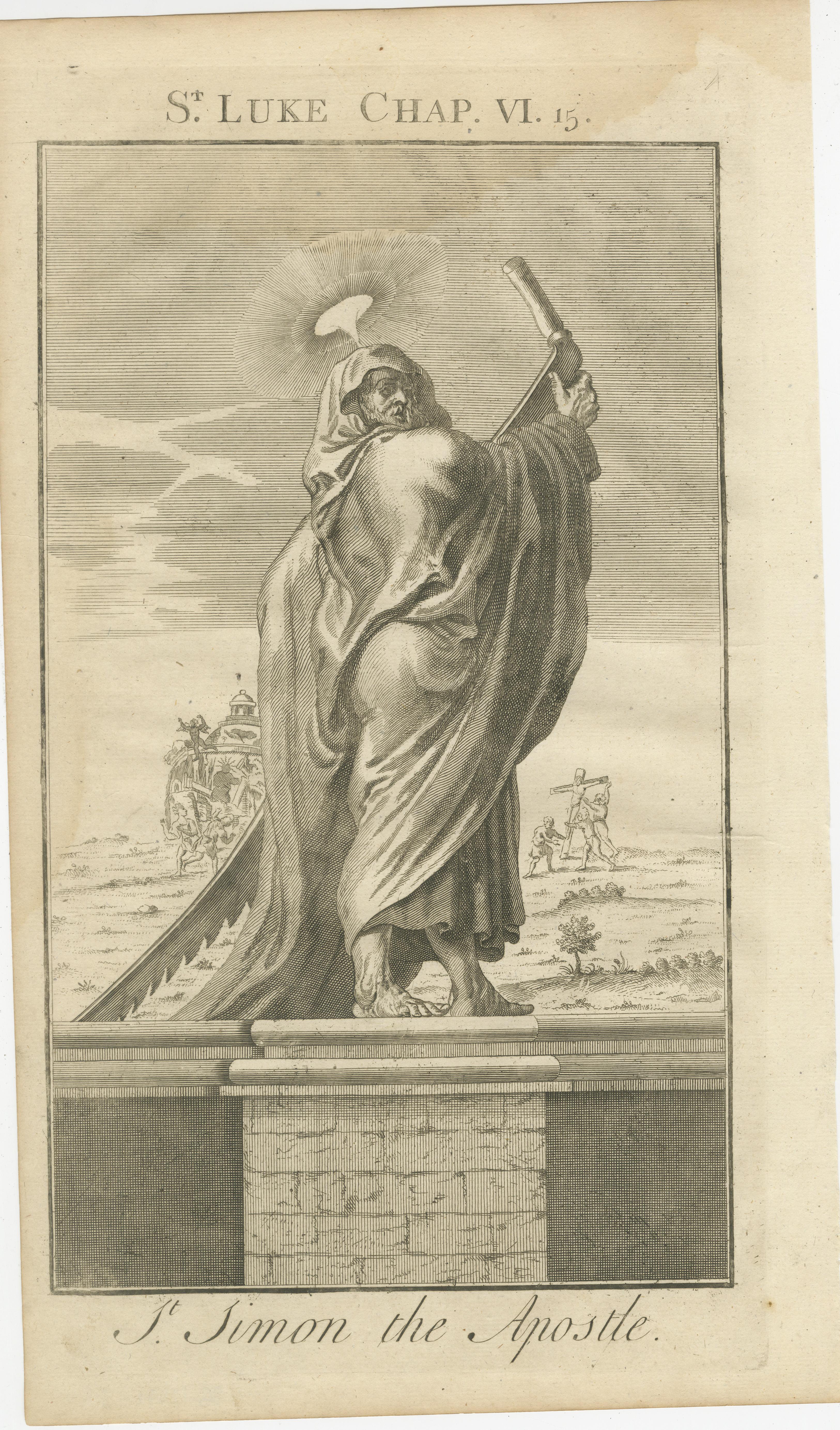 Set di 3 incisioni bibliche - San Luca: L'apostolo Simon, la profezia di Simeon e la circoncisione di Cristo (1735)

Questa splendida serie di tre incisioni antiche illustra scene del Vangelo di Luca, ciascuna stampata nel 1735 ed eseguita con la