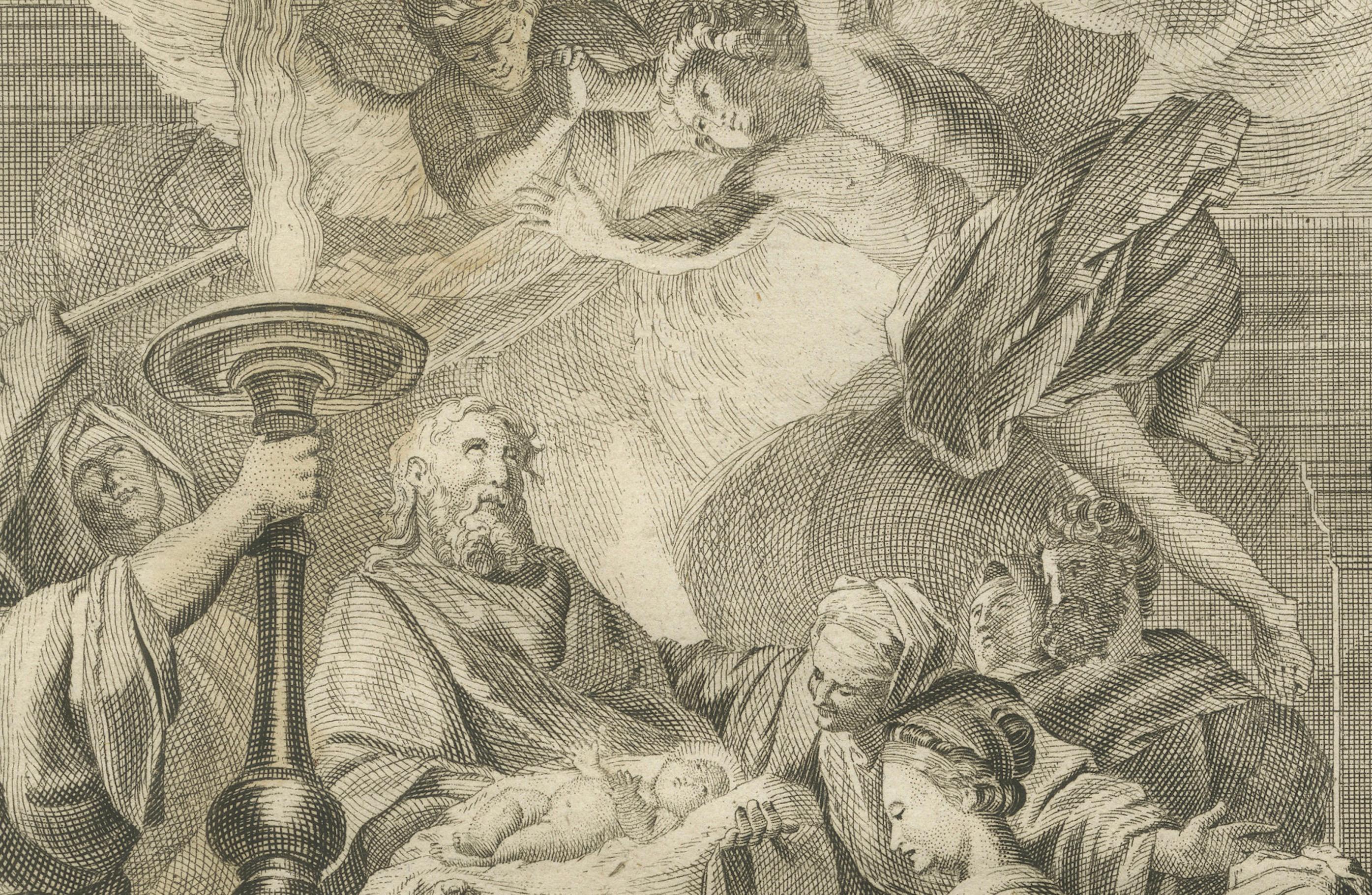 Metà XVIII secolo Incisioni bibliche antiche - Luca: Simon, profezia di Simeon e circoncisione, 1735 ca. in vendita