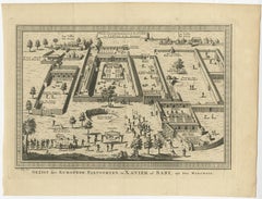 Old Bird's Eye View of the European Trading Posts at Sabi, Benin, Africa, 1748