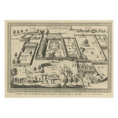 Old Bird's Eye View of the European Trading Posts at Sabi, Benin, Africa, 1748
