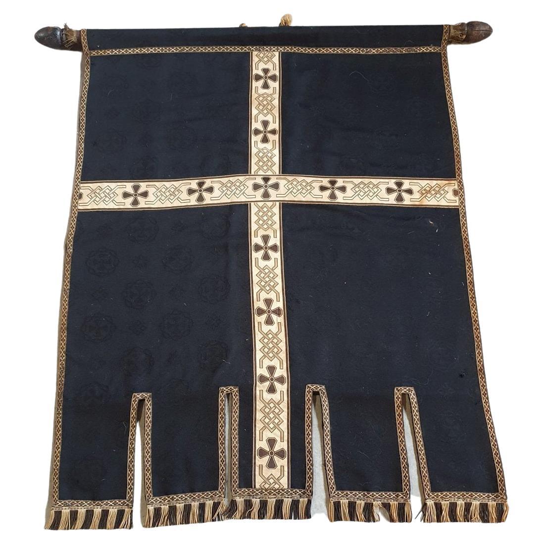 Old Black And Gold Silk, 19th Century For Sale