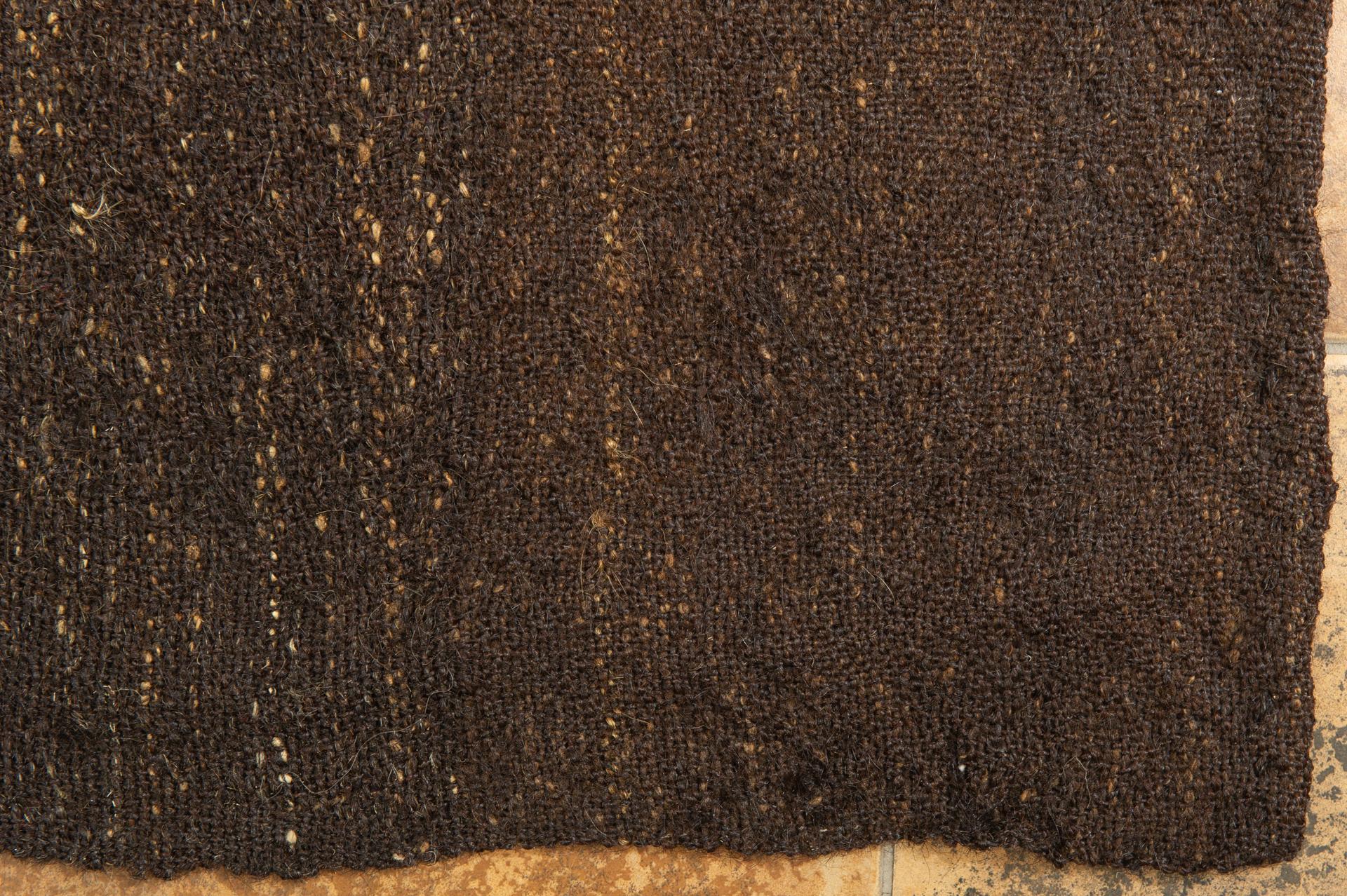 Old Black-Brown Primitive Carpet or Flatwave For Sale 3