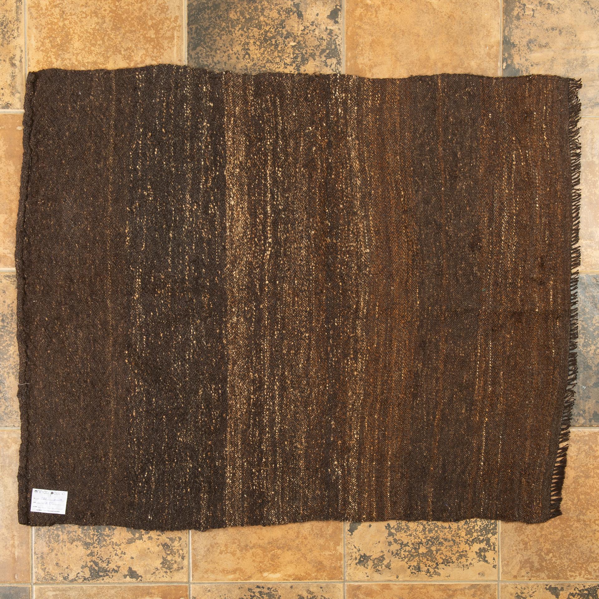 Turkish Old Black-Brown Primitive Carpet or Flatwave For Sale