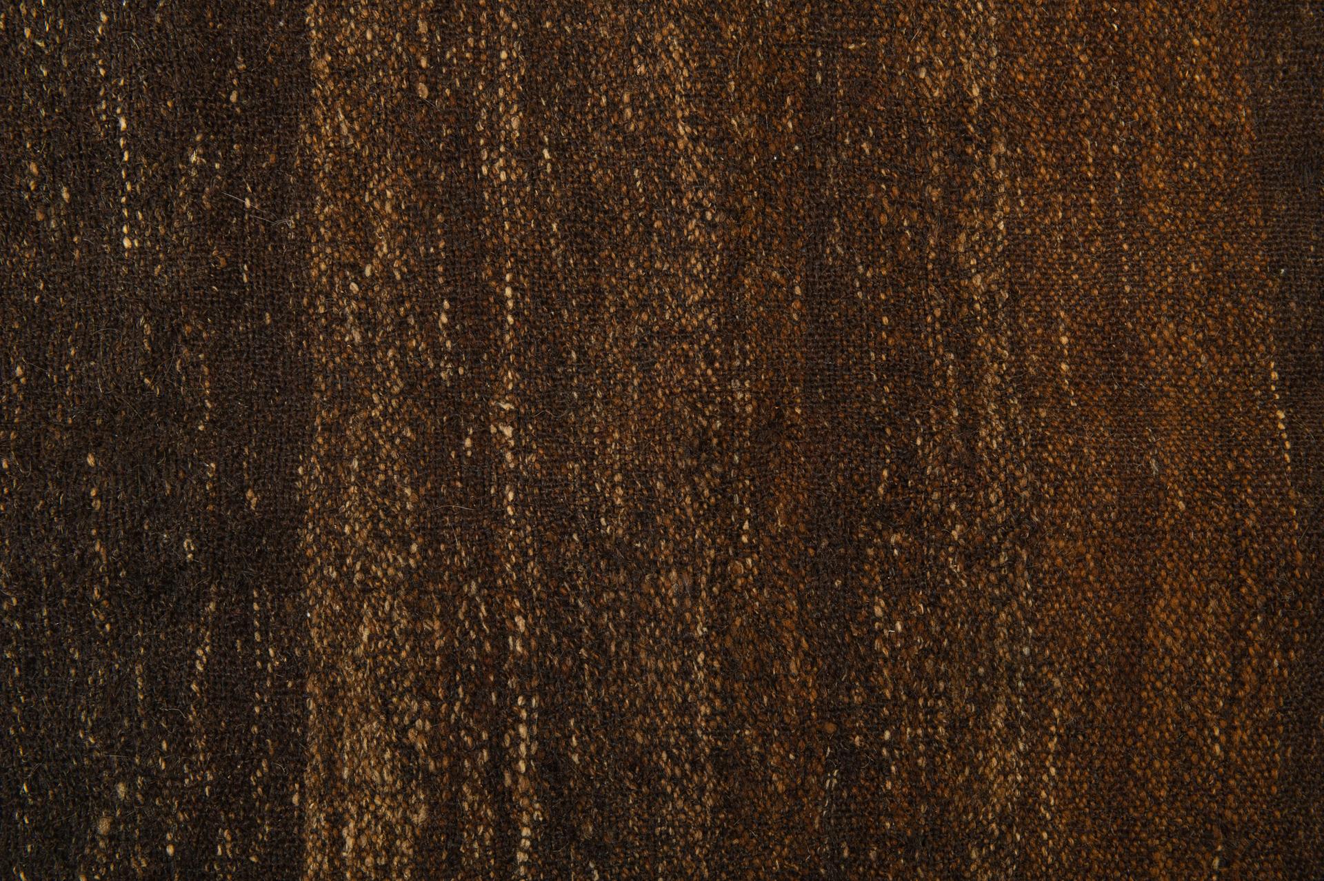 Mid-20th Century Old Black-Brown Primitive Carpet or Flatwave For Sale