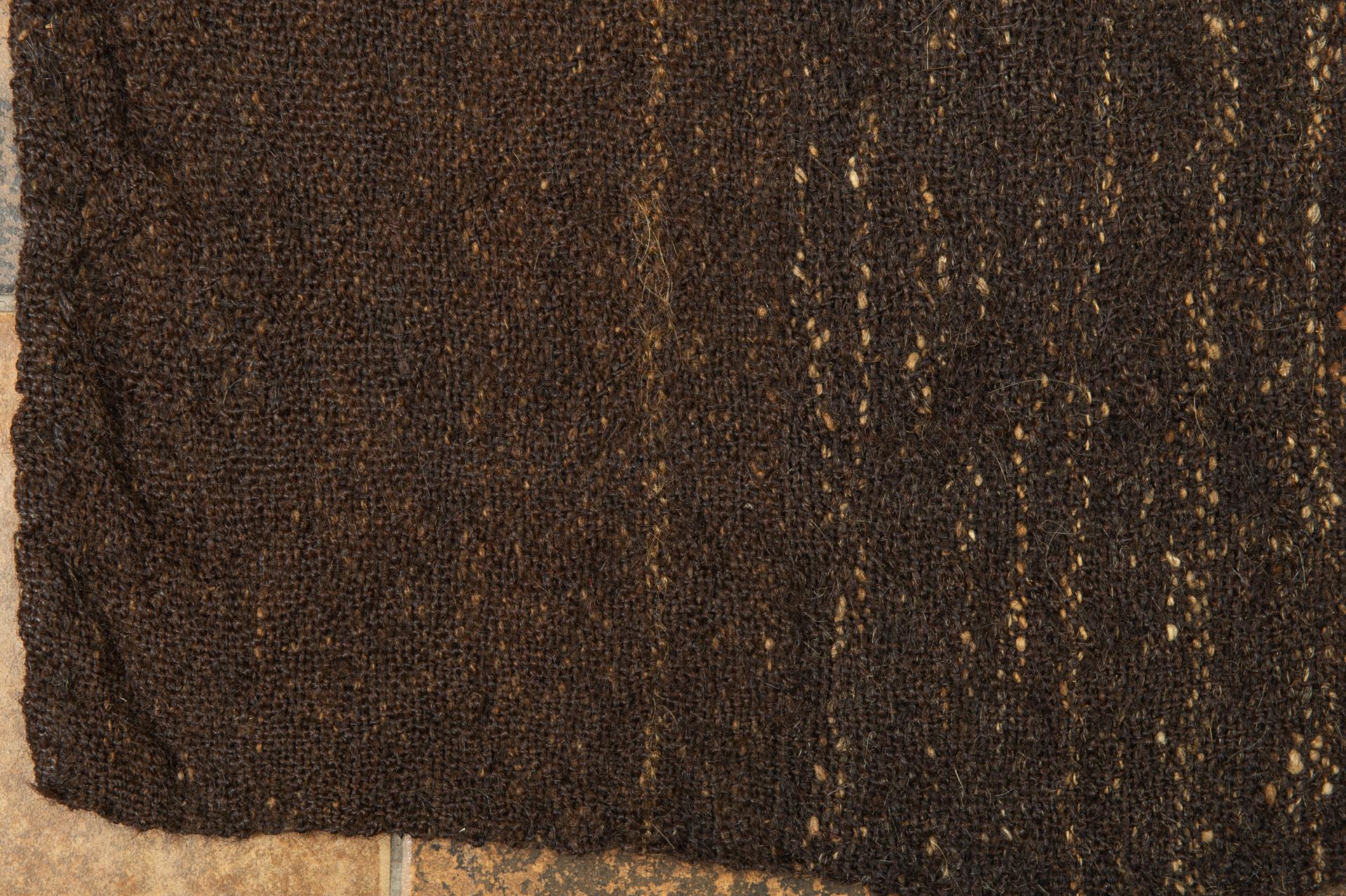 Wool Old Black-Brown Primitive Carpet or Flatwave For Sale