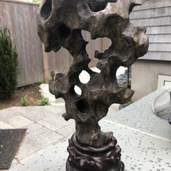 Old Black "Infinity" Taihu Scholar Rock Infinity Stone from Old Shanghai