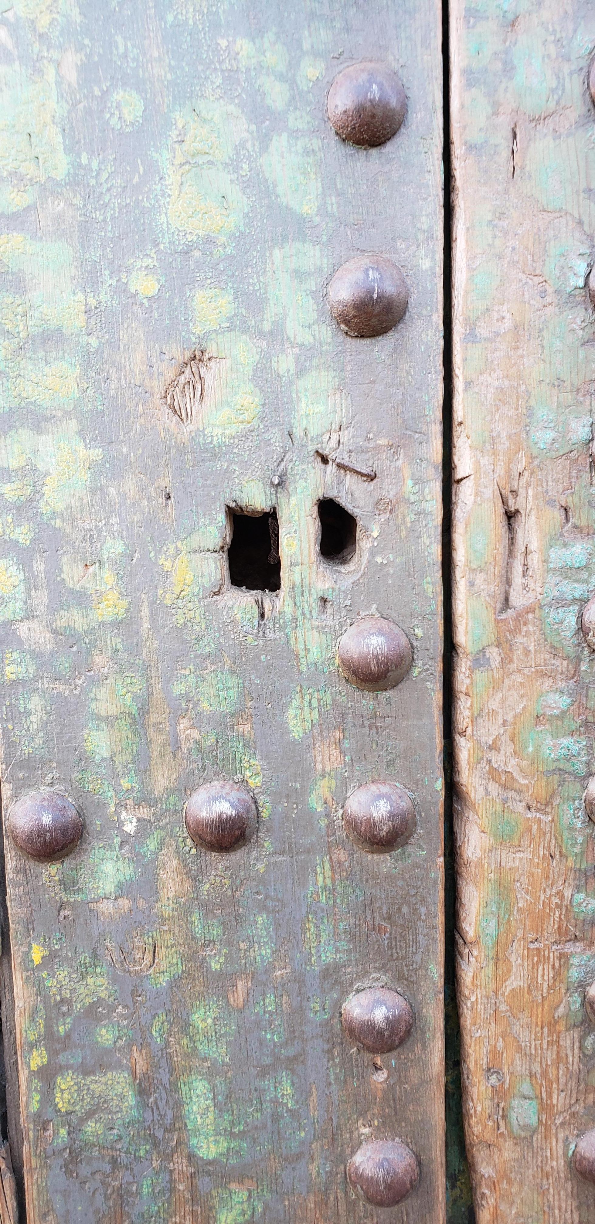 Carved Old Blue Moroccan Wooden Door, 23MD35 For Sale