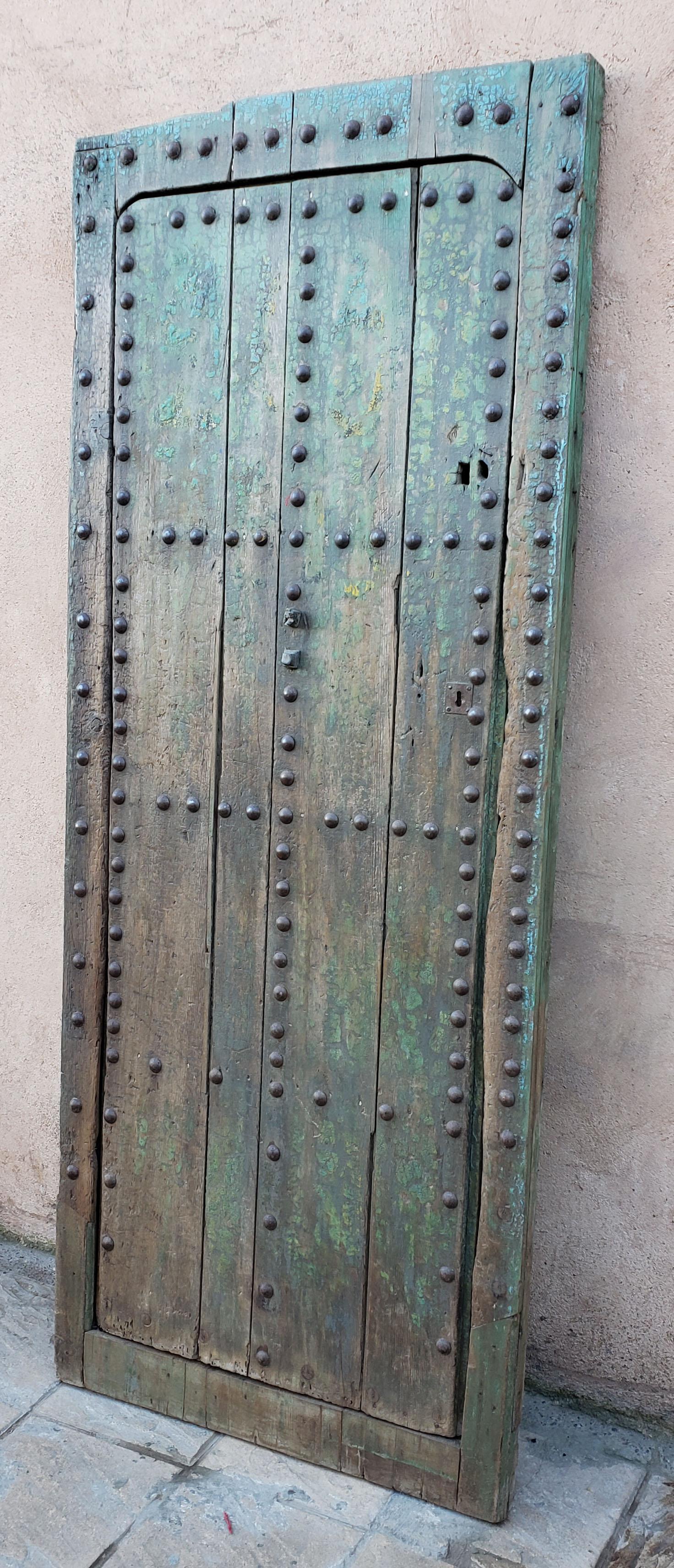 Early 20th Century Old Blue Moroccan Wooden Door, 23MD35 For Sale