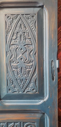 Old Blue Moroccan Wooden Door, 23MD40