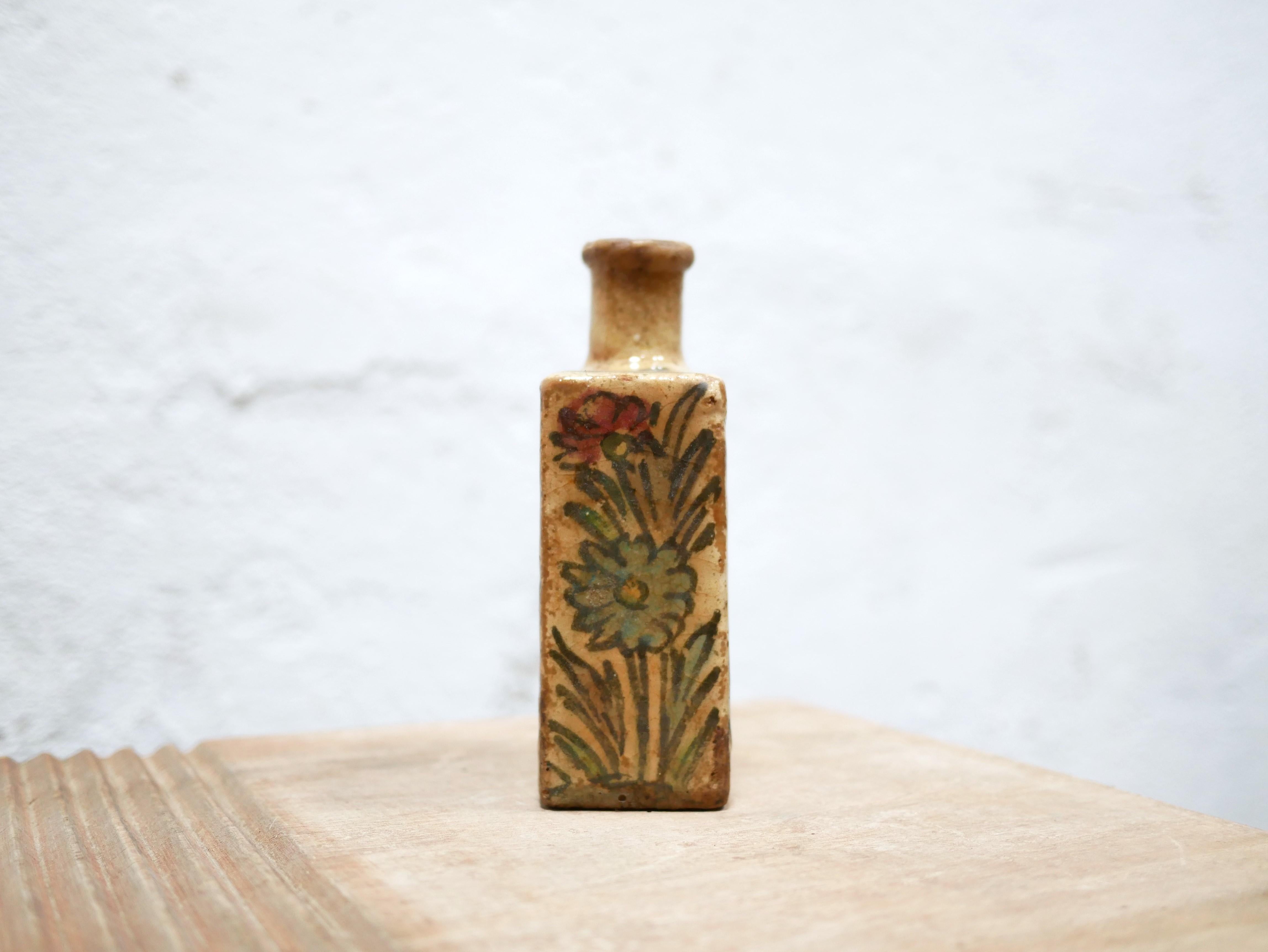 Ceramic Old bottle vase in enamelled terracotta, Iran, 19th century For Sale