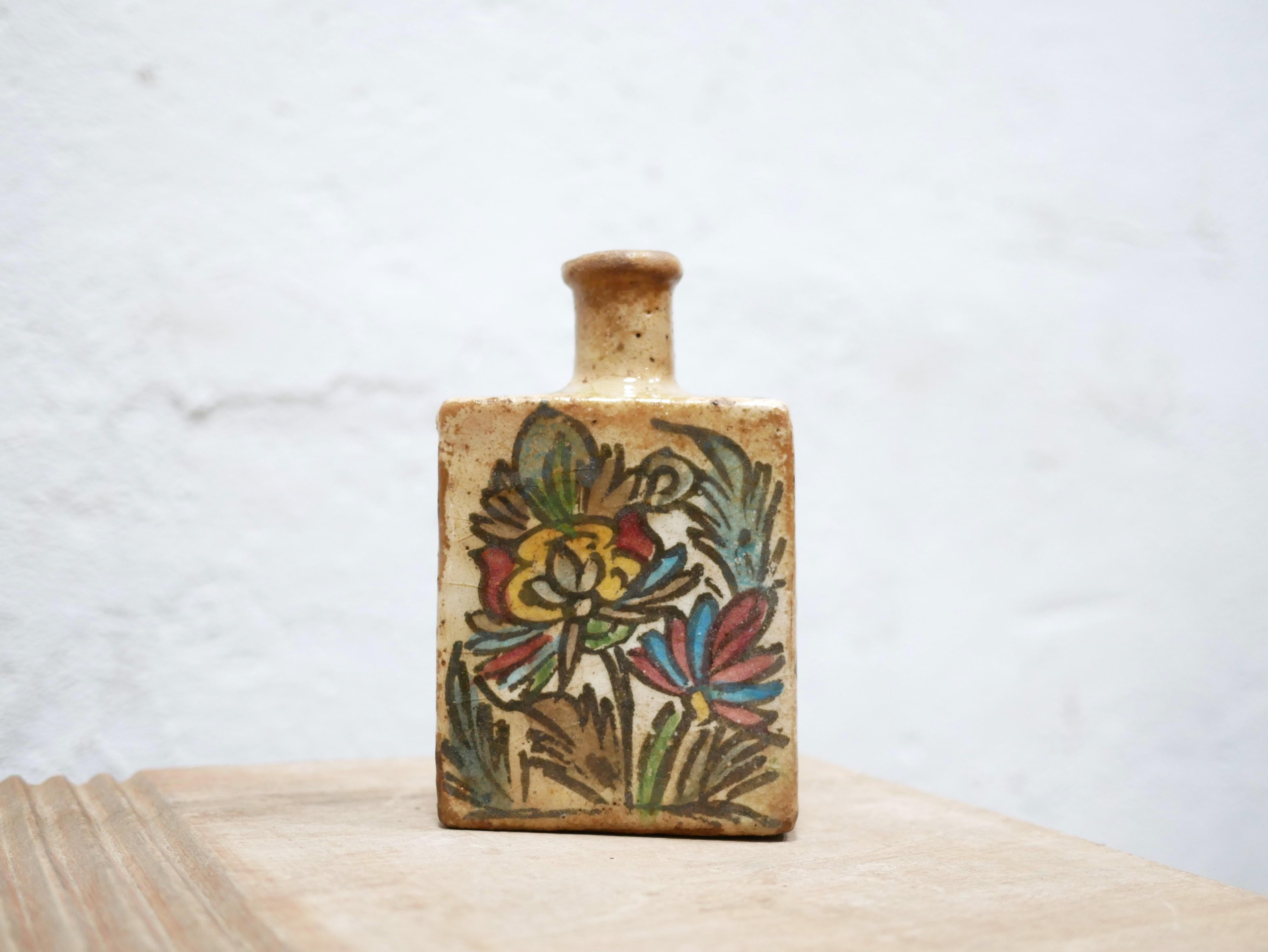 Alte Flaschenvase aus emaillierter Terrakotta, Iran, 19. Jahrhundert im Angebot 2