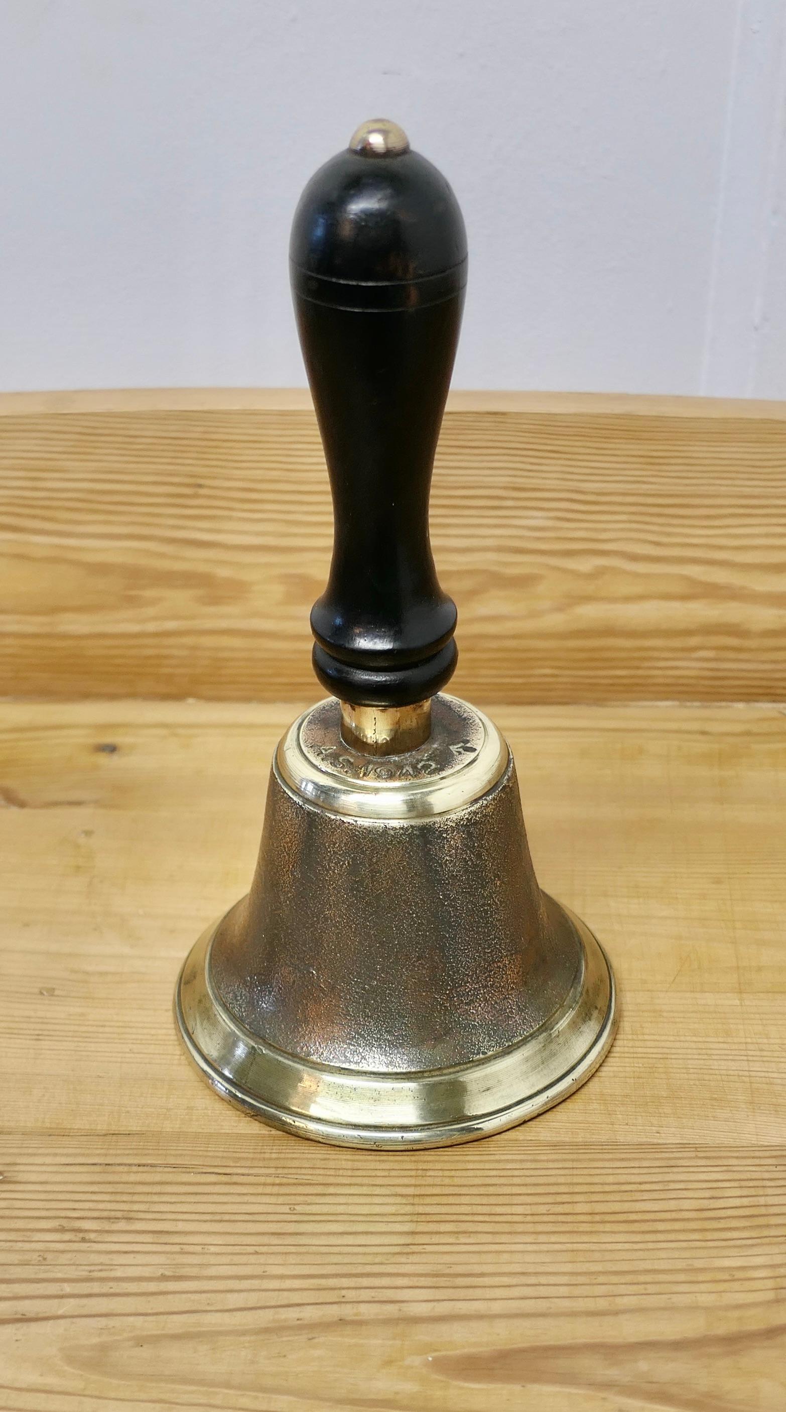 British Colonial Old Brass British Military Issue Brass Handbell  A Great Piece, Second World War For Sale