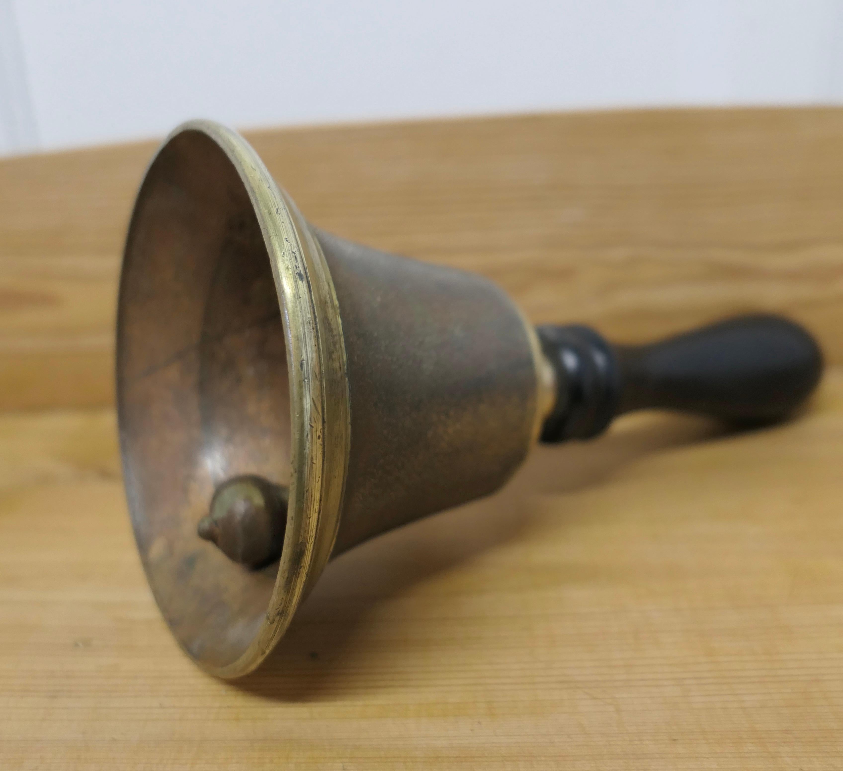 Old Brass British Military Issue Brass Handbell  A Great Piece, Second World War For Sale 2