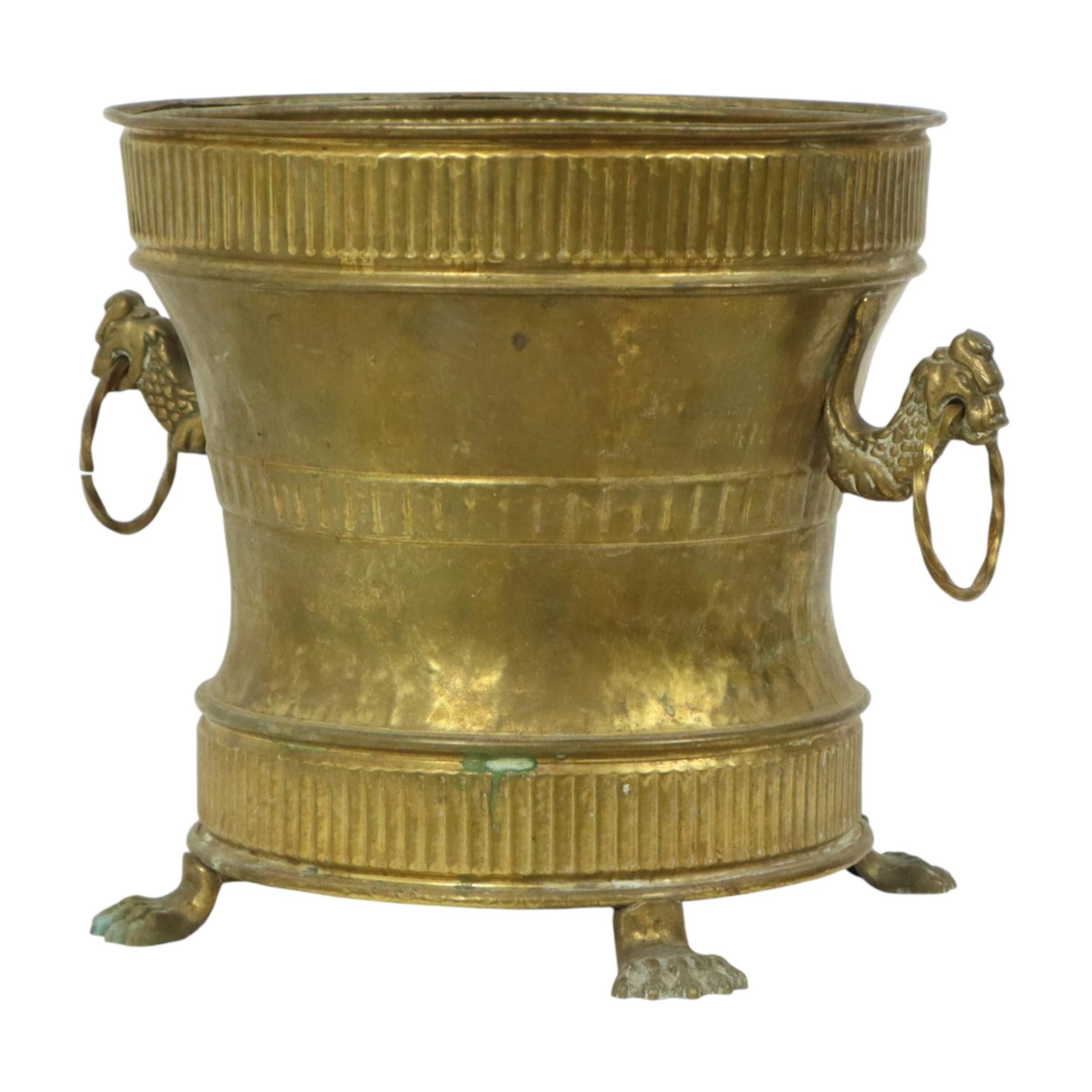 Old Brass Flower Pot Jardinière Art Nouveau Style Mécap Belgium
