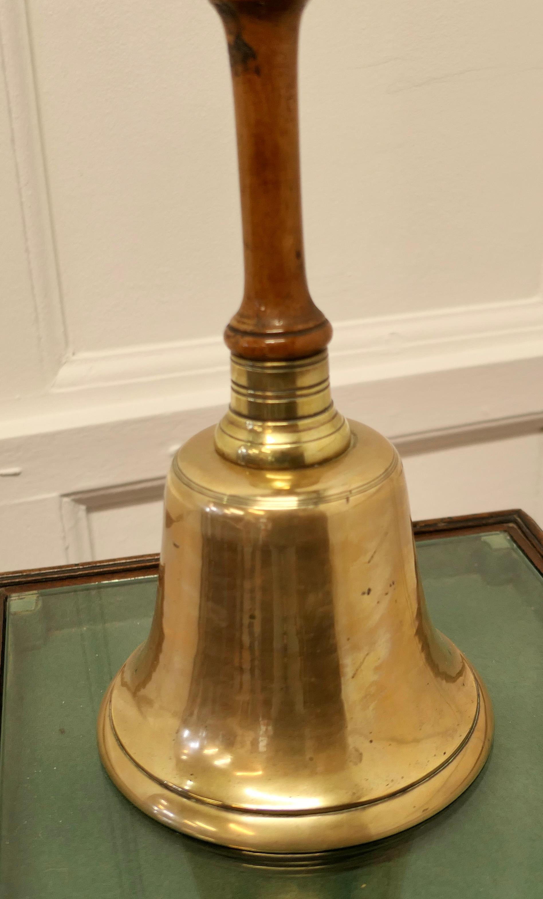 Victorian Old Brass Hand Bell, Town Cryer’s or School Bell a Great Piece For Sale