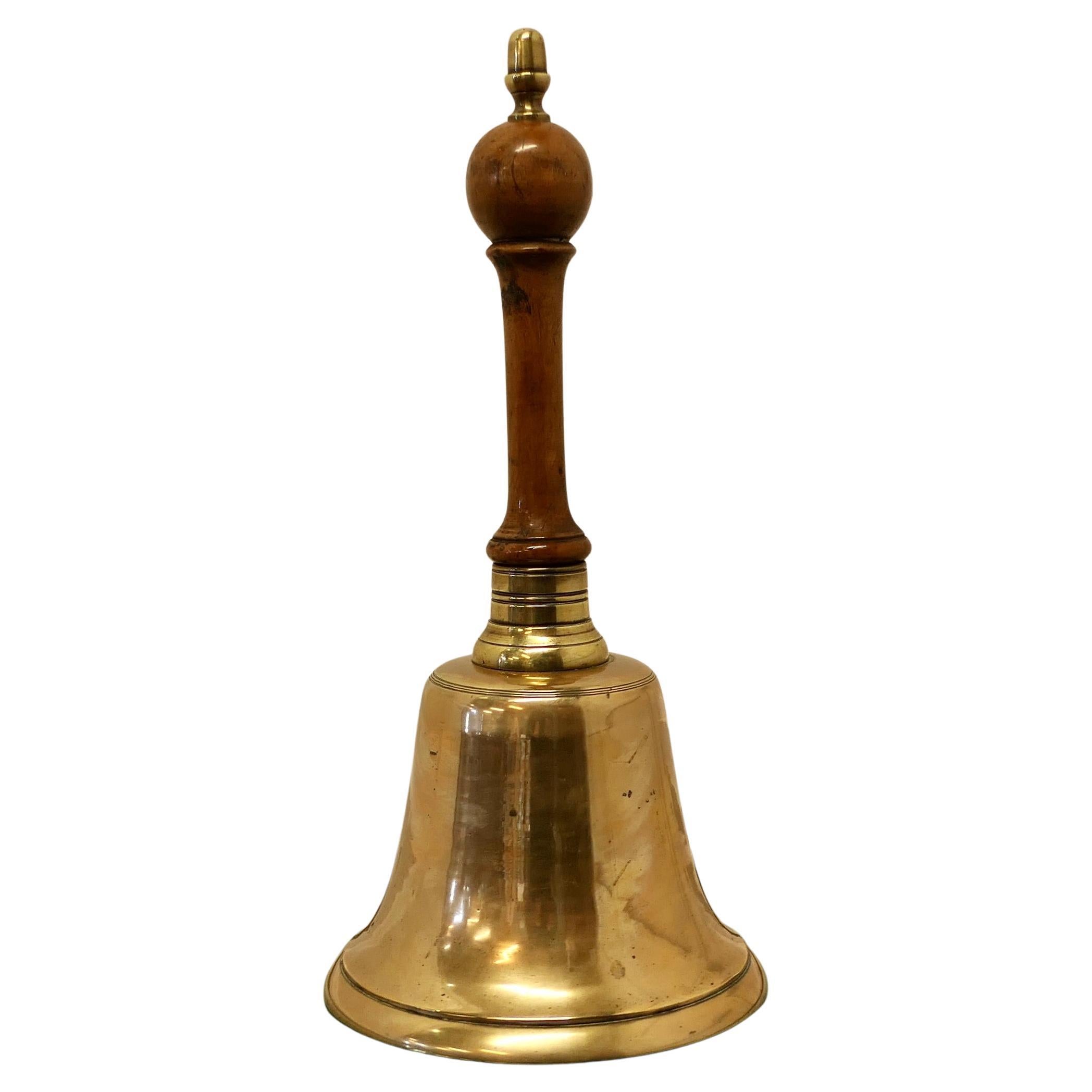 Old Brass Hand Bell, Town Cryer’s or School Bell a Great Piece For Sale