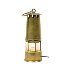 Old Brass Miner's Lamp Memorabilia Mine 26cm