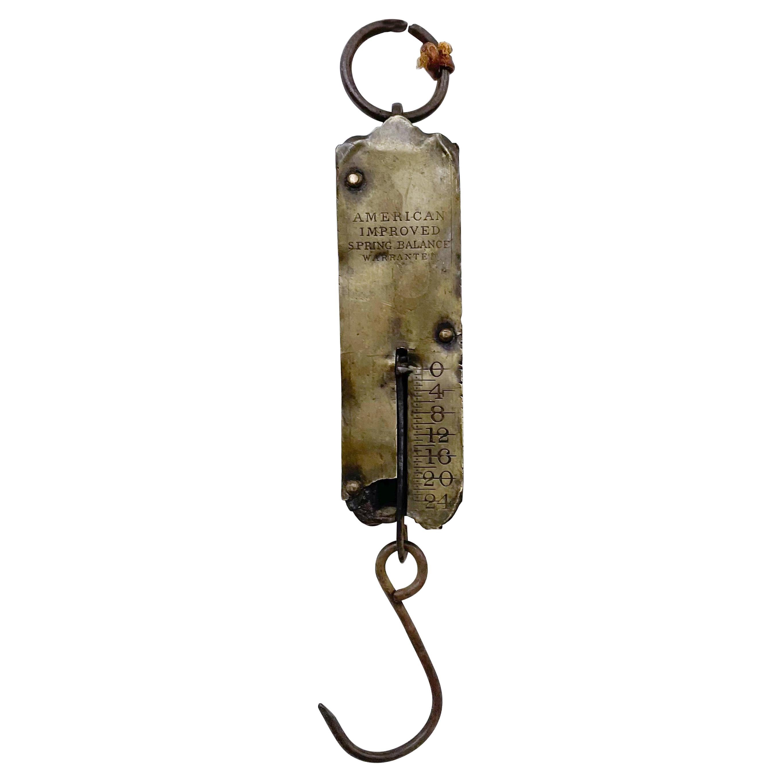Old Brass Tool American Improved Spring Balance Hanging Scale 24 LB