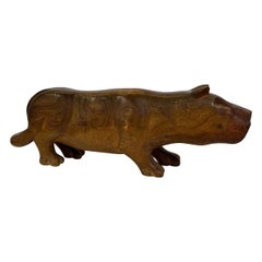 Old Brazilian Jaguar Noble Wood Sculpture "Pantera onca"