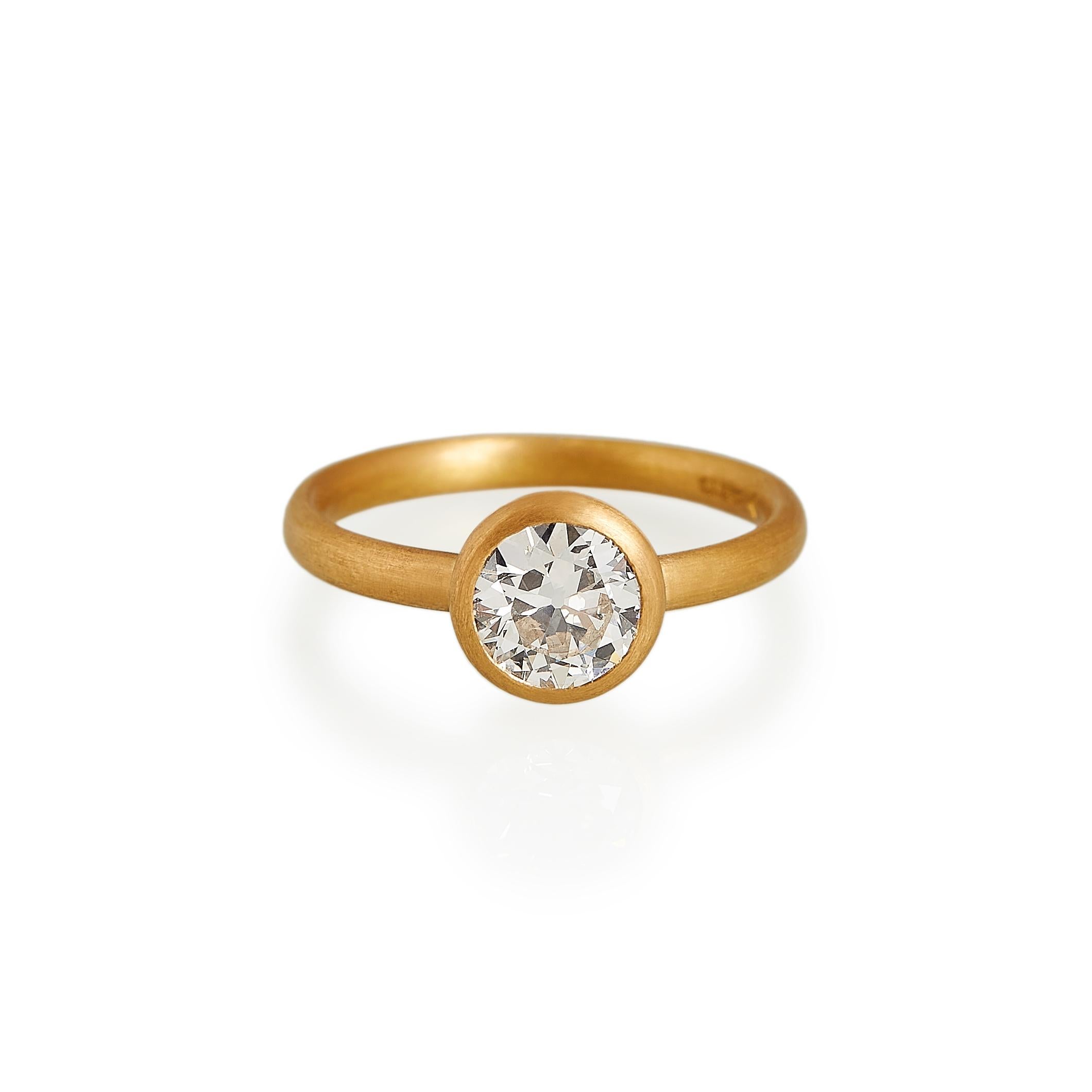 Old European brilliant cut diamond ring. These beautiful & unique antique diamonds have a nature of their own, with irregular shapes, unusual dimensions and uneven facets.
Ref: R20002

GIA certificated 1.40cts circular brilliant cut diamond  Clarity