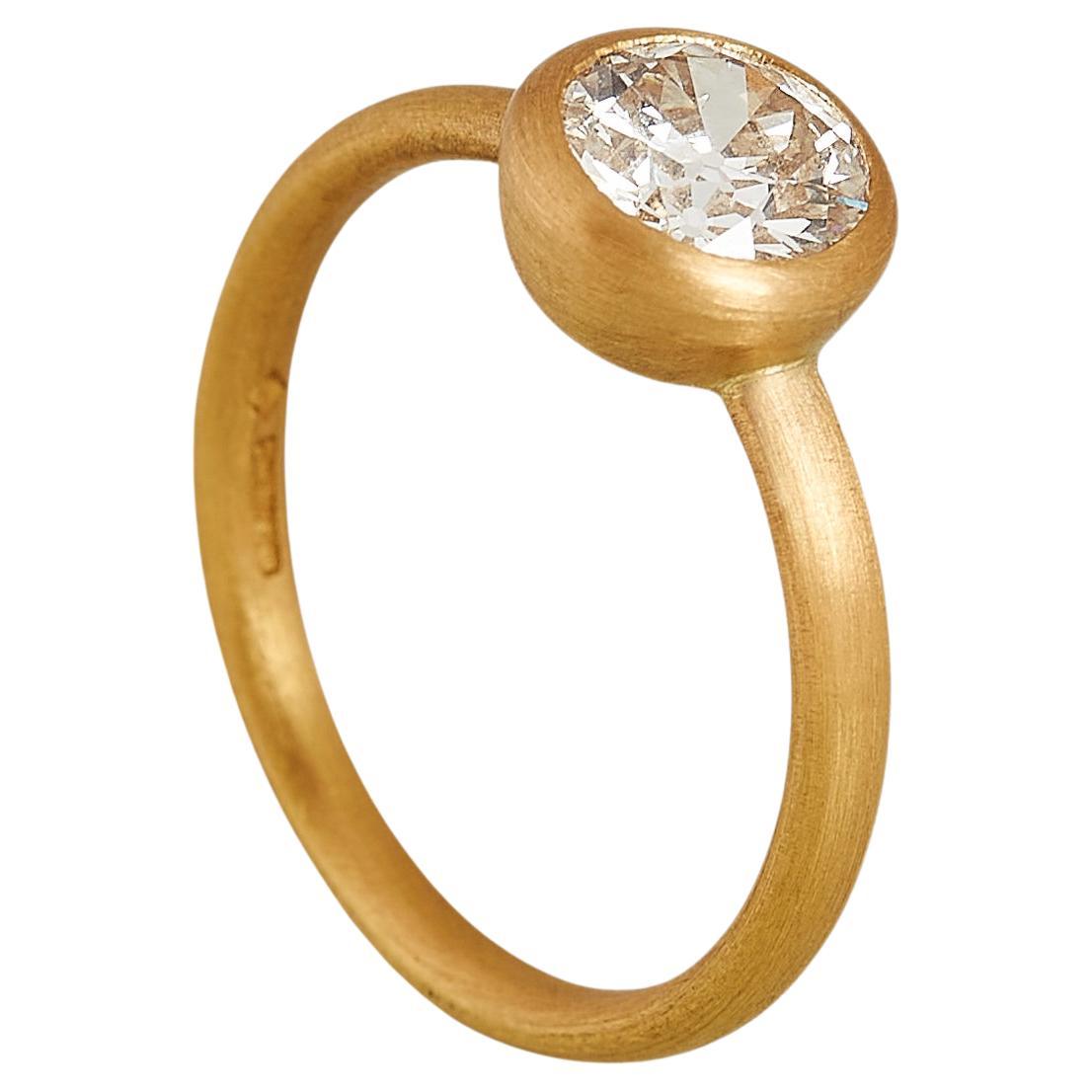 Old Brilliant Cut Diamond Ring, 22ct Gold For Sale