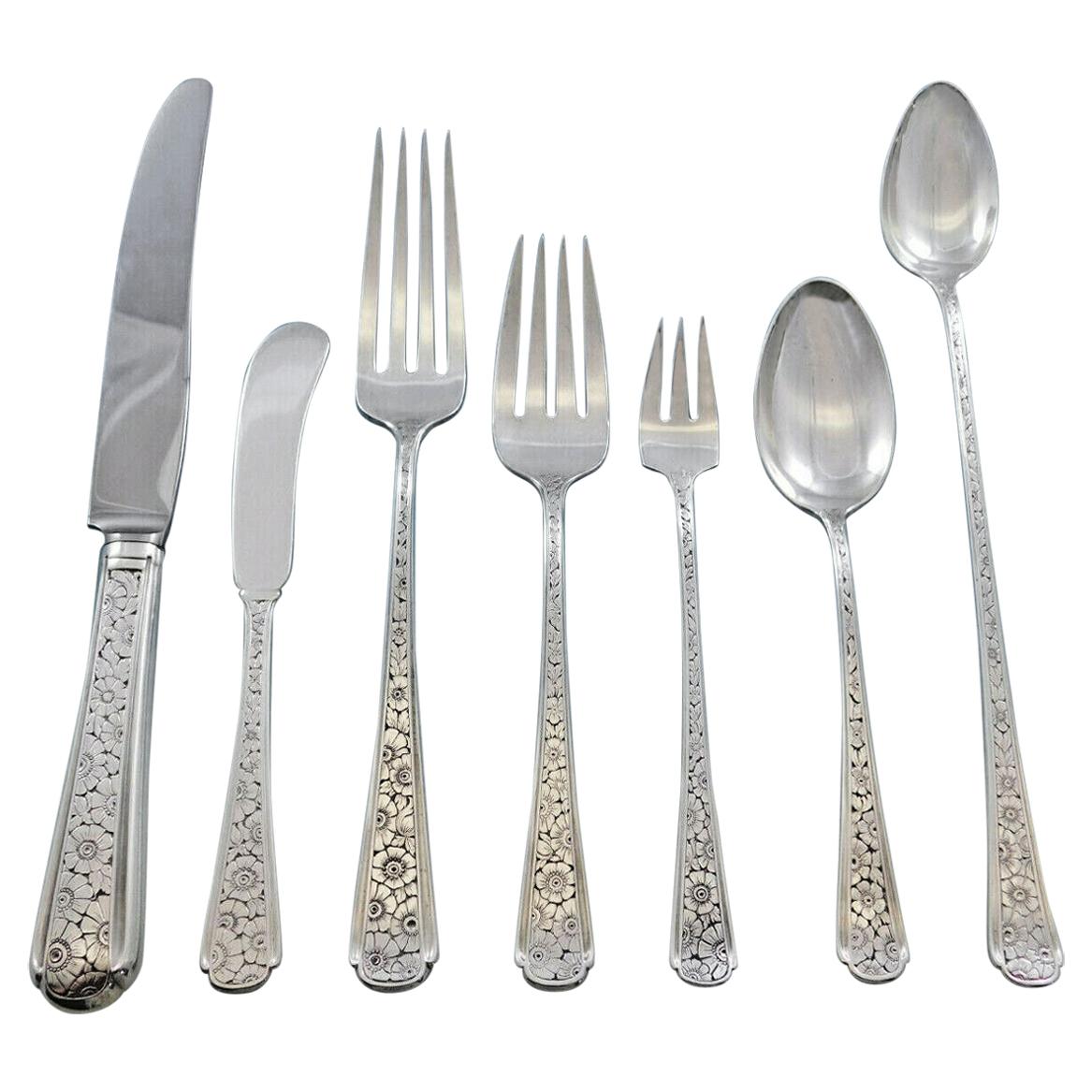 Old Brocade by Towle Sterling Silver Flatware Set for 12 Service 99 Pieces