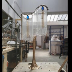 Antigua lámpara de bronce Art Nouveau Guimard y Pâte de Verre