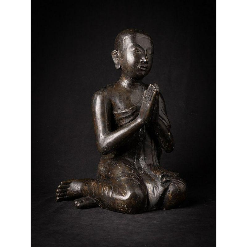 Old Bronze Burmese Monk Statue from Burma For Sale 6