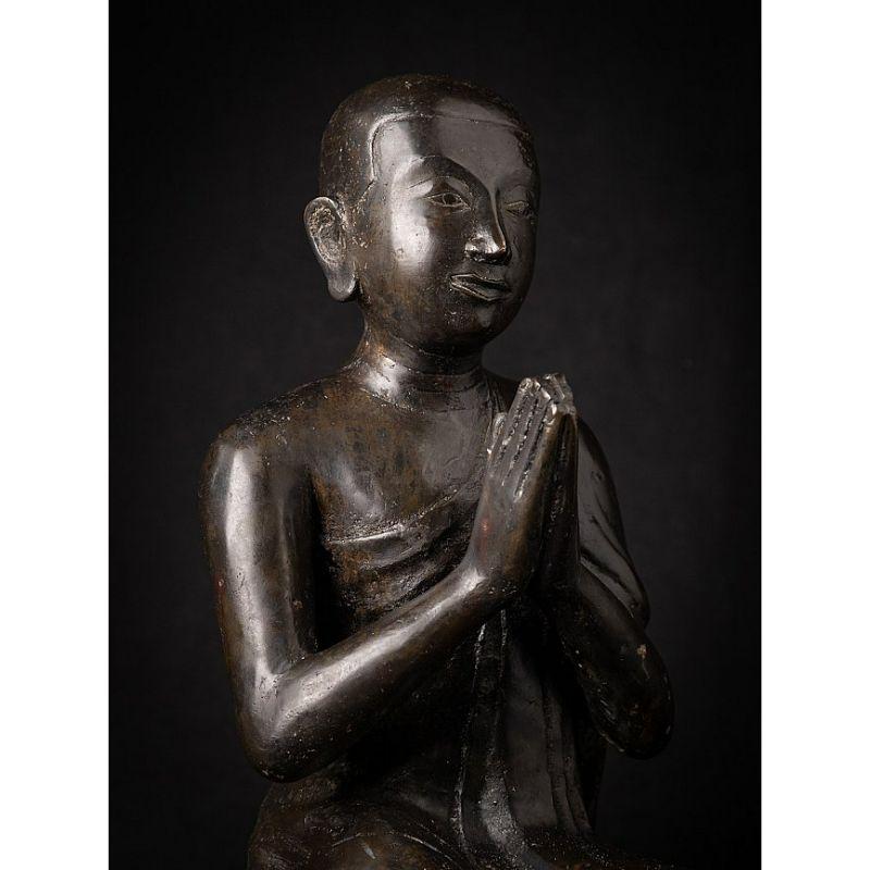 Old Bronze Burmese Monk Statue from Burma For Sale 7