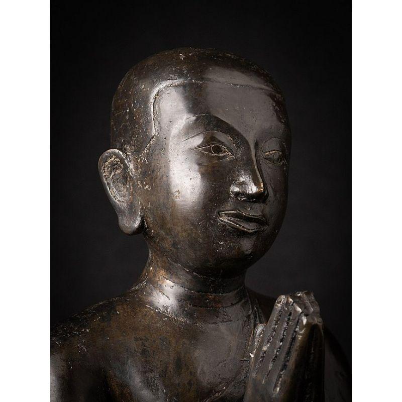 Old Bronze Burmese Monk Statue from Burma For Sale 8