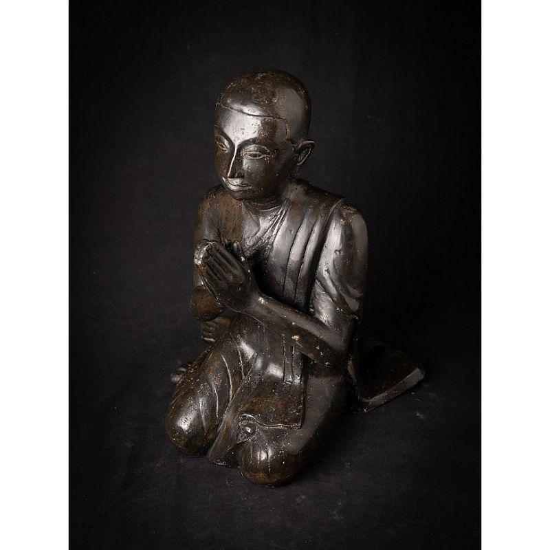 Old Bronze Burmese Monk Statue from Burma For Sale 9