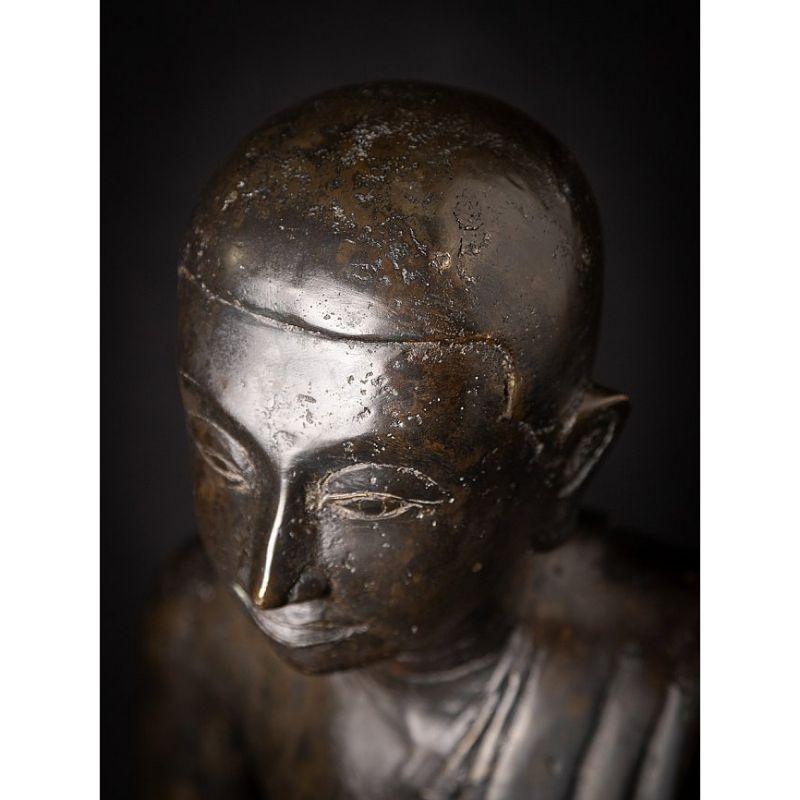 Old Bronze Burmese Monk Statue from Burma For Sale 10