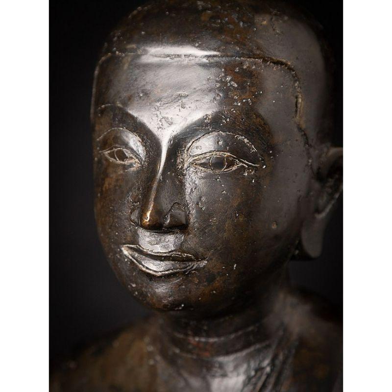 Old Bronze Burmese Monk Statue from Burma For Sale 11