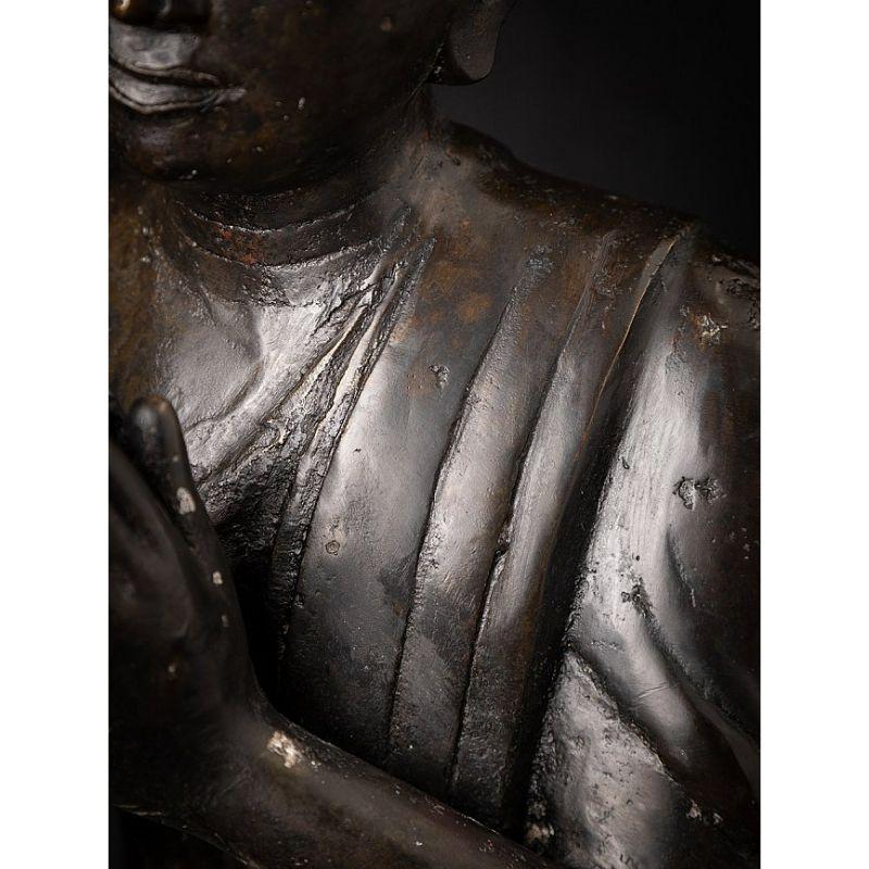 Old Bronze Burmese Monk Statue from Burma For Sale 13