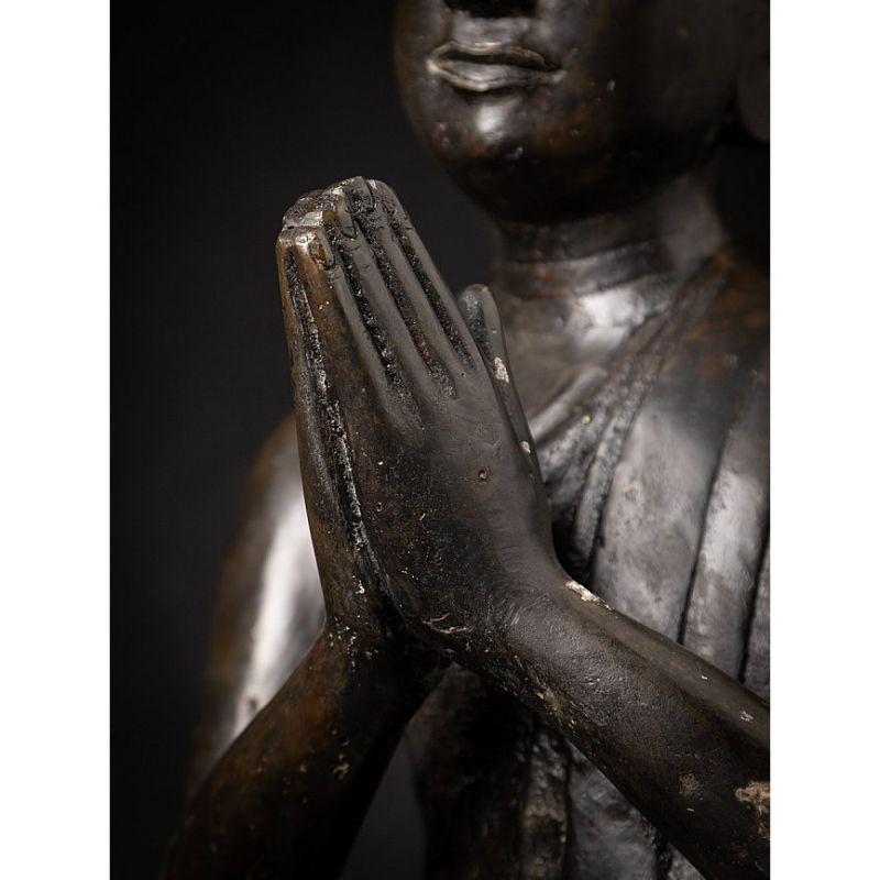 Old Bronze Burmese Monk Statue from Burma For Sale 15