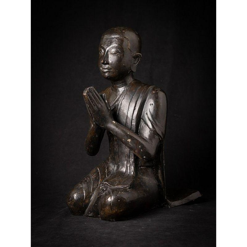 20th Century Old Bronze Burmese Monk Statue from Burma For Sale
